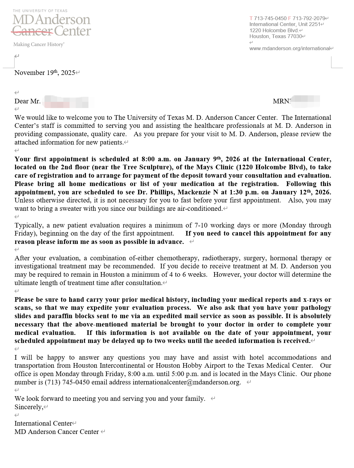 MD安德森肝胆肿瘤科转诊信